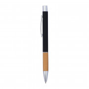 Hliníkové guľôčkové pero s bambusovou úchopovou zó