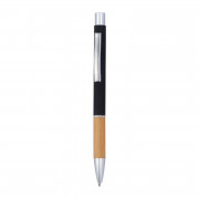 Hliníkové guľôčkové pero s bambusovou úchopovou zó