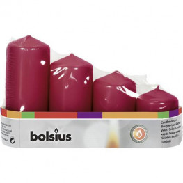 BOLSIUS Adventné sviečky Pillar 4 ks bordové