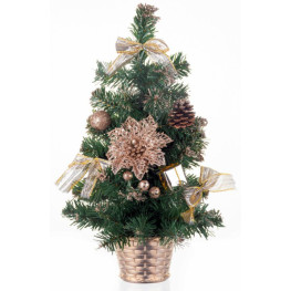 Stromček MagicHome Vianoce, ozdobený, bronzový, 30 cm