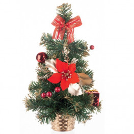 Stromček MagicHome Vianoce, ozdobený, červený, 40 cm