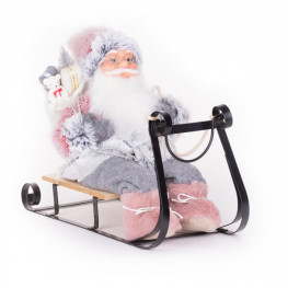 MagicHome Vianoce santa na sánkach, sivoružový, 46 cm