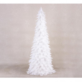 Dekorácia MagicHome Vianoce, Stromček z páperia, biely, 24x60 cm