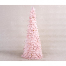 Dekorácia MagicHome Vianoce, Stromček z páperia, ružový, 24x60 cm