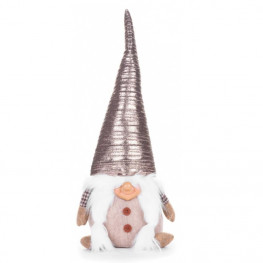 Postavička MagicHome Vianoce, Škriatok s krátkymi nohami, látkový, strieborno-sivý, 21x16x46 cm
