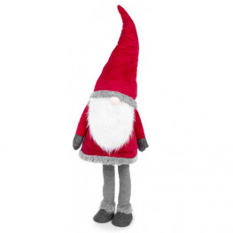 MagicHome Vianočná postavička škriatok v šatách, látkový, červeno-sivý, 50 x 40 x 163 cm
