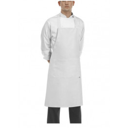Kuchařská zástěra EGOchef ke krku s kapsou - Bílá 85x90 ​​cm