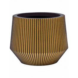 Kvetináč Capi Nature Groove Vase Cylinder Geo čierny/zlatý 46x37 cm