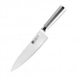 Tsuki kuchársky nôž z damaškovej ocele 20,5 cm - kovová rukoväť