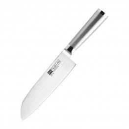 Tsuki nůž z damaškové oceli Santoku 18 cm - kovová rukojeť