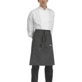 Kuchařská zástěra nízká s kapsou - široké bílé pásy