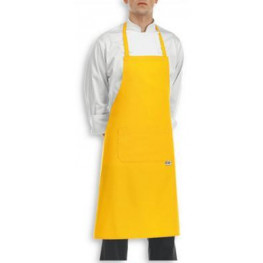 Žlutá kuchařská zástěra ke krku s kapsou