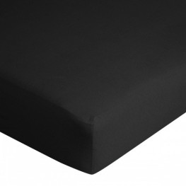 EUROFIRANY Plachta na posteľ s napinacou gumou, Jersey bavlna, 160 x 200 + 30 cm, čierna
