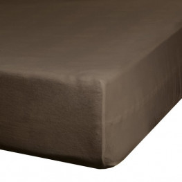 EUROFIRANY Plachta na posteľ s napinacou gumou, Jersey bavlna, 120 x 200 + 25 cm, hnedá
