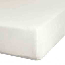 EUROFIRANY Plachta na posteľ s napinacou gumou, Jersey bavlna, 160 x 200 + 30 cm, krémová