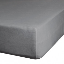 EUROFIRANY Plachta na posteľ s napinacou gumou, Jersey bavlna, 90 x 200 + 25 cm, sivá