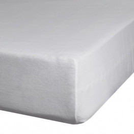 EUROFIRANY Plachta na posteľ s napinacou gumou, Jersey bavlna, 180 x 200 + 25 cm, svetlosivá