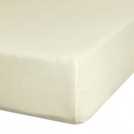 EUROFIRANY Plachta na posteľ s napinacou gumou, Jersey bavlna, 220 x 200 + 25 cm, svetložltá