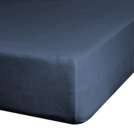 EUROFIRANY Plachta na posteľ s napinacou gumou, Jersey dizajn91, 90 x 200 + 25 cm, tmavomodrá