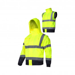 LAHTI PRO Zimná reflexná bunda s odnímateľnými rukávmi - žltá 40925 - L