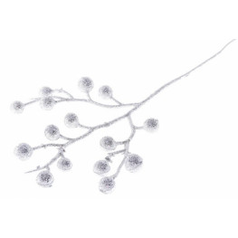 MagicHome Vianočná vetvička GliBerries, biela, 28 cm