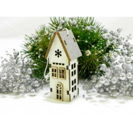 Vianočná ozdoba drevený domček 8 cm