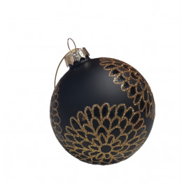 EUROFIRANY Ozdoba vianočná guľa čierna so zlatým 4ks/bal
