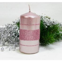 Vianočná sviečka Briliant valec ružová 5x10 cm