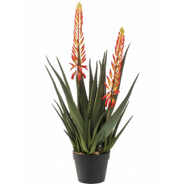 Umelá rastlina Aloe s kvetmi oranžová 80 cm