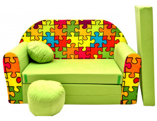 Dětská pohovka zelená puzzle