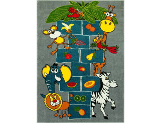 Detský  koberec Rainbow 11120/190- Exotické zvieratká, sivý
