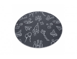 Detský koberec TOYS kruh - sivý