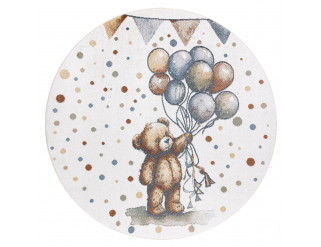 Koberec BONO 9614 medvedík / balóny, krémový / svetlosivý, kruh