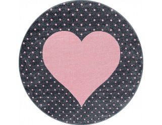 Detský koberec Bambi srdce kruh ružový 
