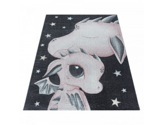 Detský koberec Funny drak, ružový / sivý 