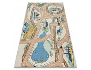 Detský koberec REBEL ROADS Playtime 32 Mesto protišmykový - béžový / zelený