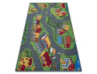 Detský koberec REBEL ROADS Village life 90 Osada, protišmykový - sivý