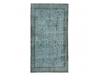 Ručně tkaný vlněný koberec Vintage 10022 rám / květy, modrý