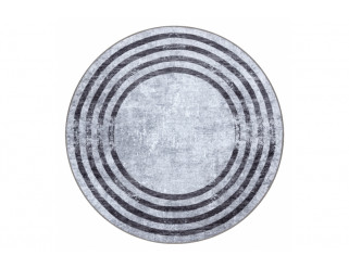 Koberec MIRO 51231.806 línie, sivý / čierny kruh