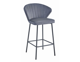 Barová stolička GATTA zamatová tmavosivá (čierne nohy)