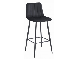 Barová stolička POZZA zamatová čierna (čierne nohy)