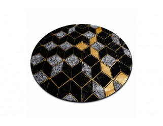 Koberec GLOSS 400B 86 kruh glamour, art deco, 3D geometrický - čierny / zlatý