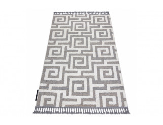 Koberec MAROC P655 Labyrint marokánsky shaggy šedý / bílý
