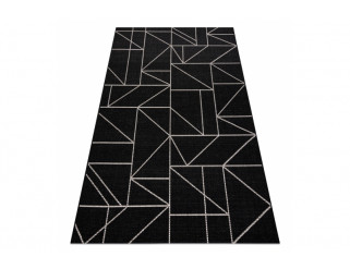 Koberec SIZAL FLOORLUX 20605 geometrický - černý / stříbrný