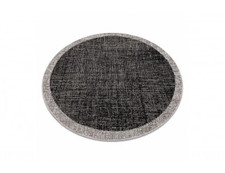Koberec SIZAL FLOORLUX kruh 20401 Ramka čierny/strieborný