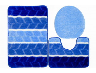 Sada koupelnových koberečků FANO modrá, pruhy