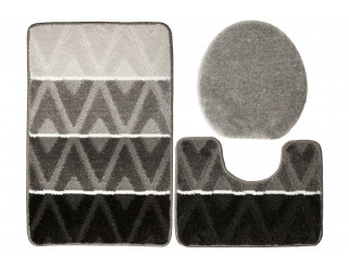 Sada koupelnových koberečků PALMA šedá / tmavá, kosočtverce