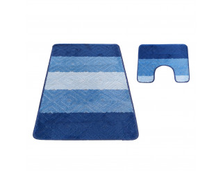 Sada koupelnových koberečků Montana s výřezem 03N modrá