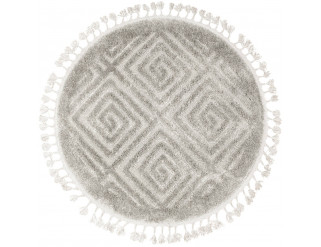 Koberec Berber 7061 3D kruh světle šedý