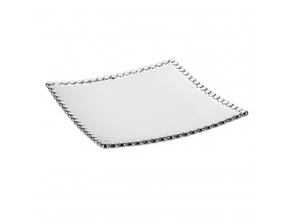 Dekorativní talíř ELORA 01 bílý / stříbrný